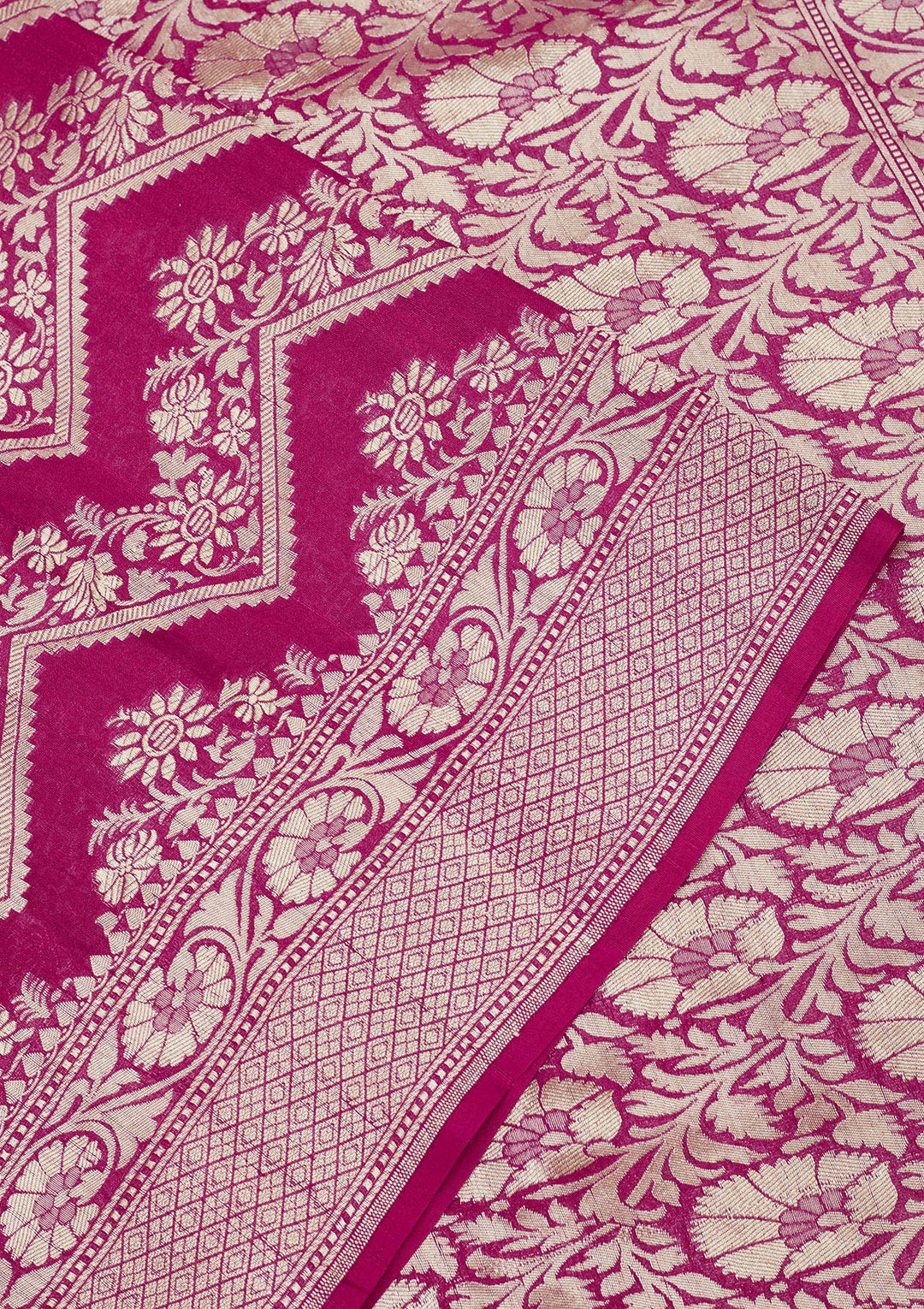 Rani Pink Zariwork Pure Silk Saree