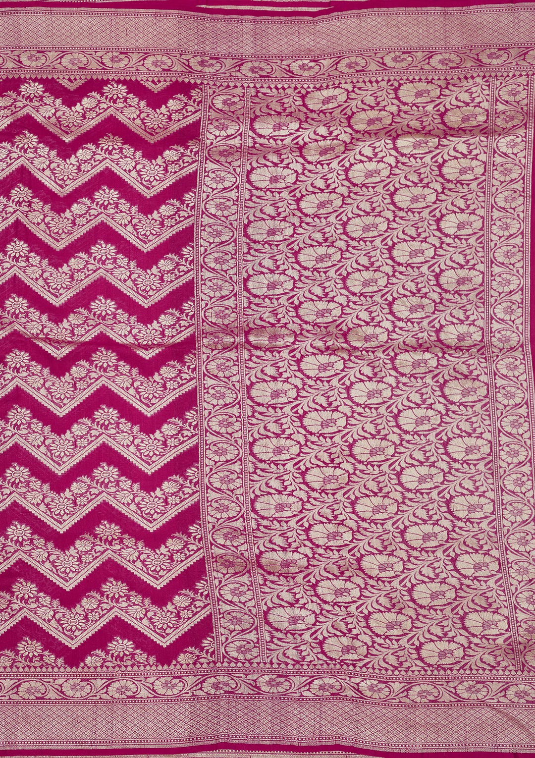 Rani Pink Zariwork Pure Silk Saree