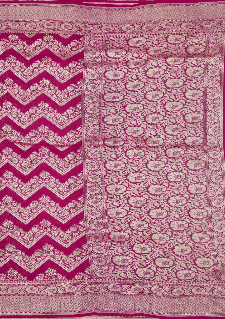 Rani Pink Zariwork Pure Silk Saree