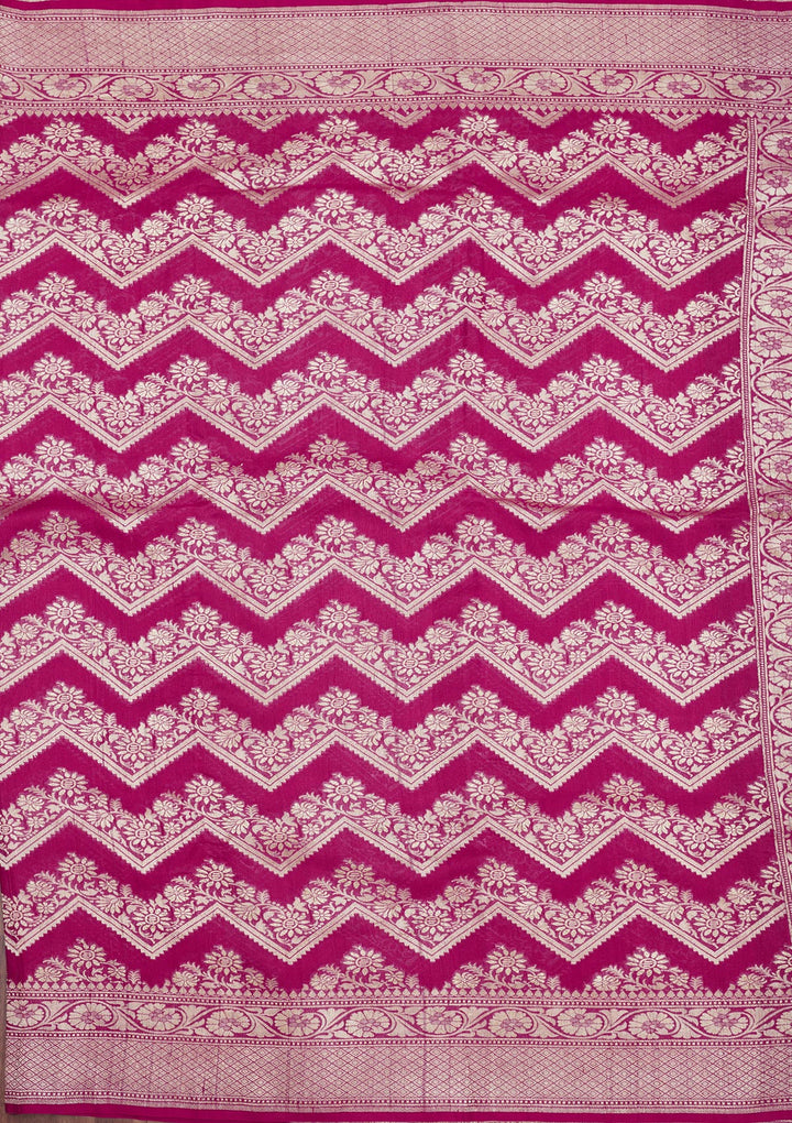 Rani Pink Zariwork Pure Silk Saree