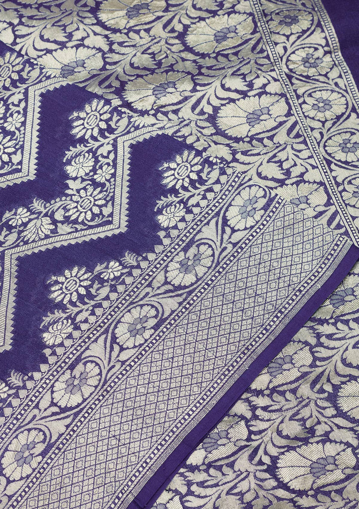Royal Blue Zariwork Pure Silk Saree