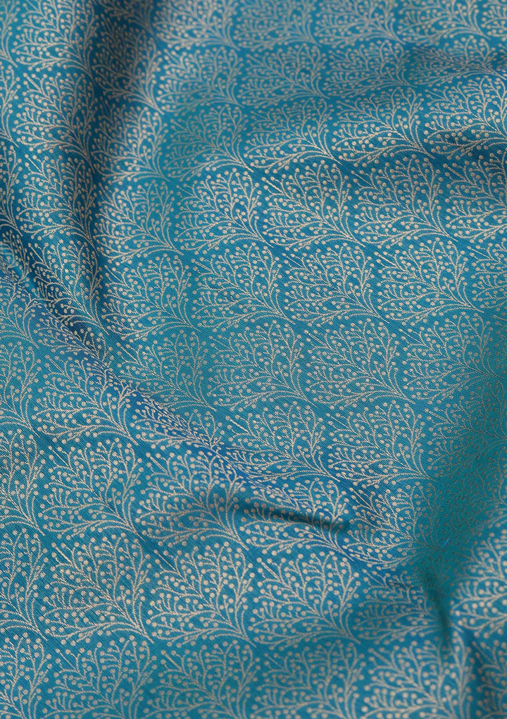 Peacock Blue Zariwork Pure Silk Saree