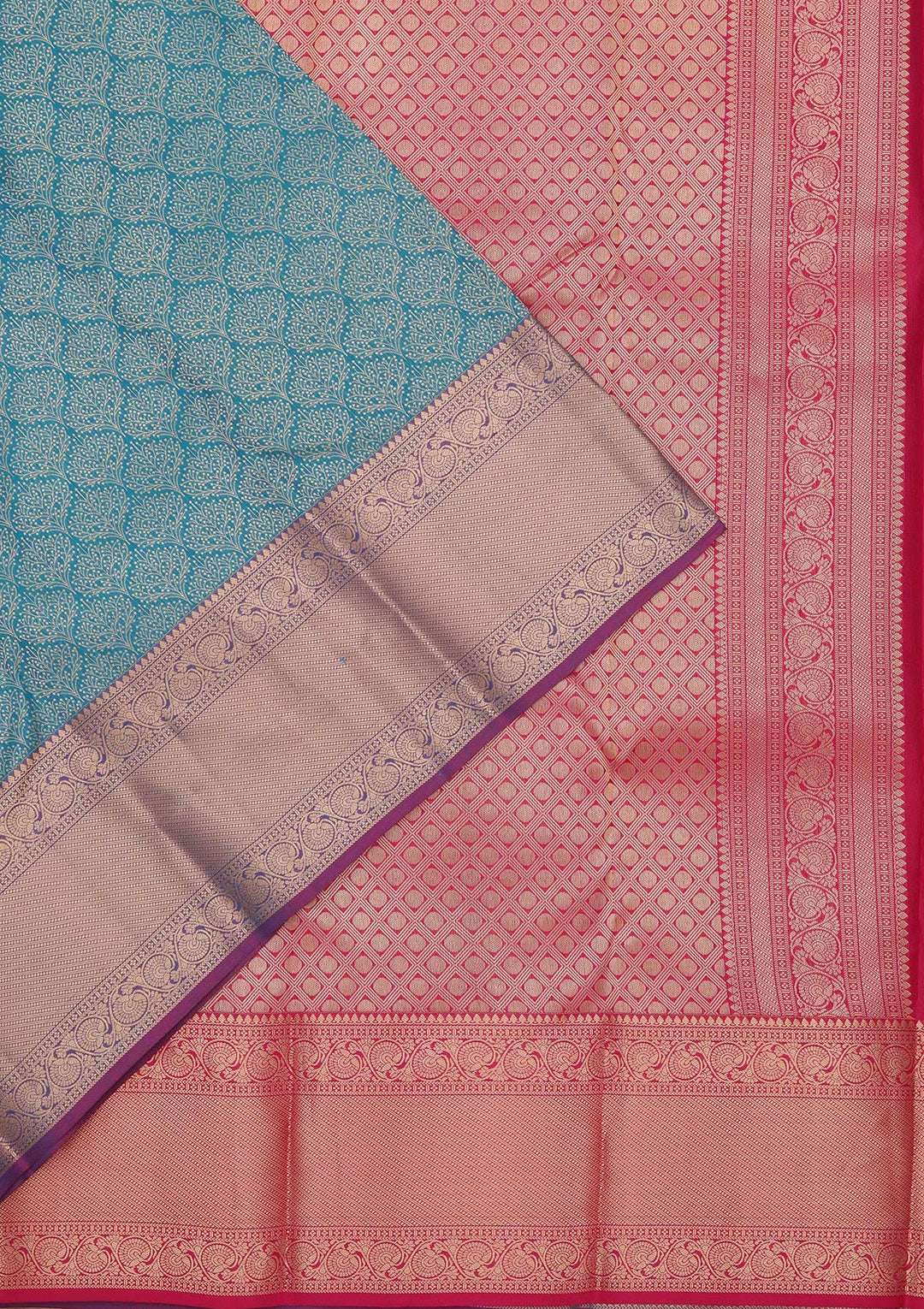 Peacock Blue Zariwork Pure Silk Saree