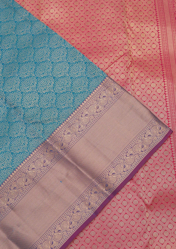 Peacock Blue Zariwork Pure Silk Saree