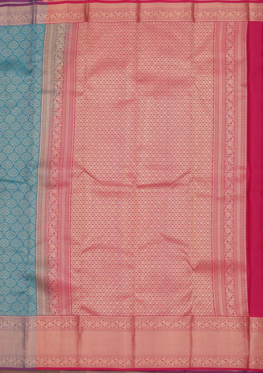 Peacock Blue Zariwork Pure Silk Saree
