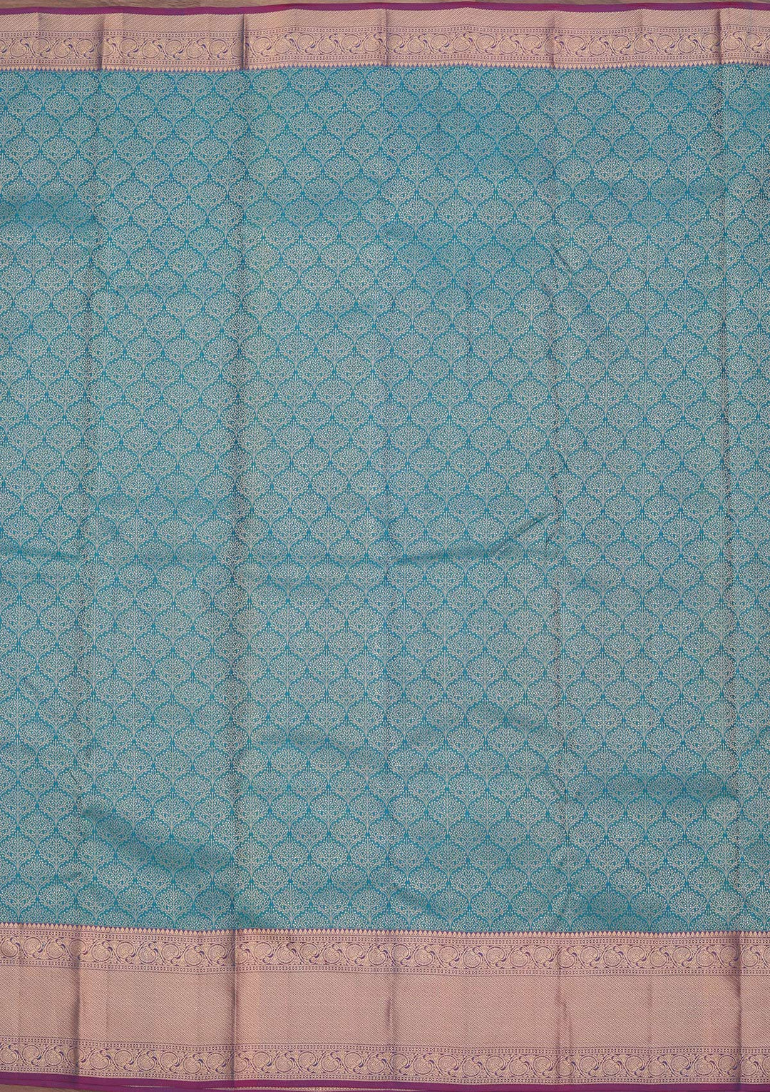 Peacock Blue Zariwork Pure Silk Saree