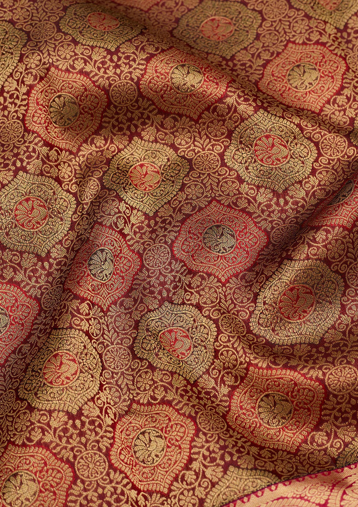 Maroon Zariwork Pure Silk Saree