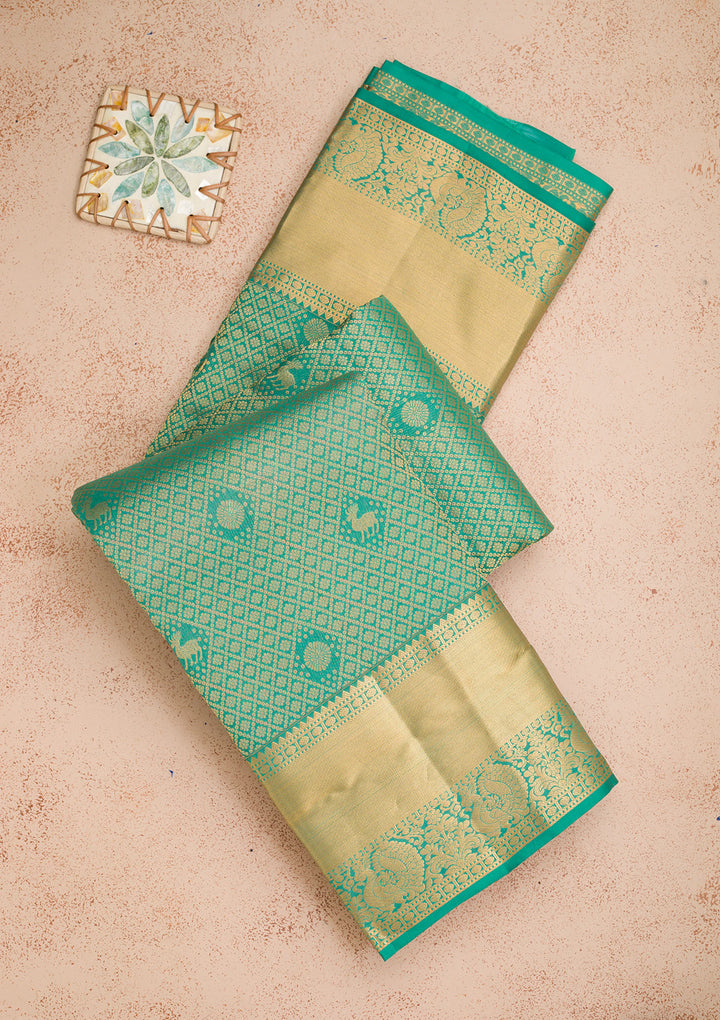 Sea Green Zariwork Pure Silk Saree