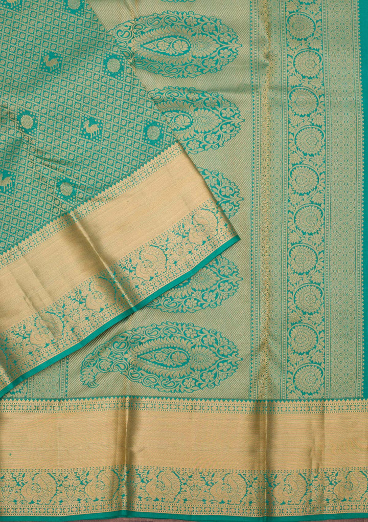 Sea Green Zariwork Pure Silk Saree