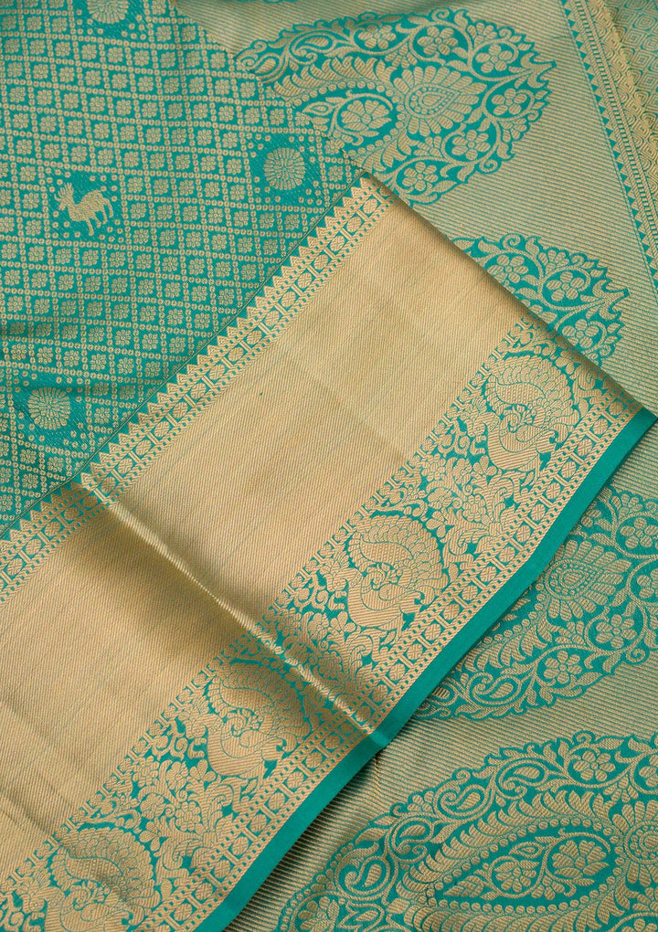 Sea Green Zariwork Pure Silk Saree