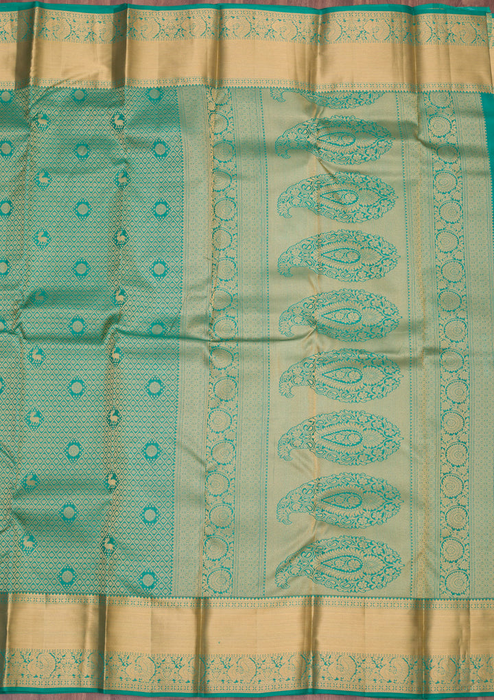 Sea Green Zariwork Pure Silk Saree