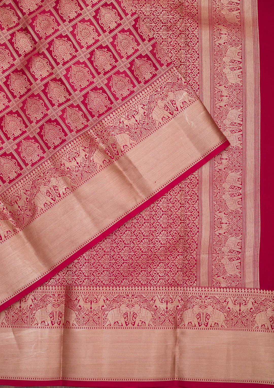Rani Pink Zariwork Pure Silk Saree