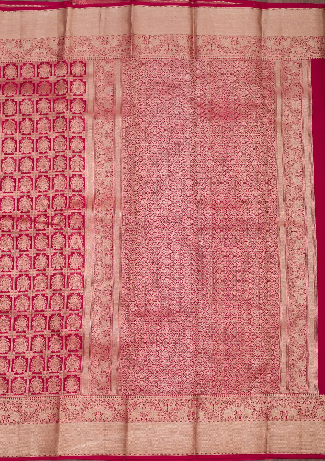 Rani Pink Zariwork Pure Silk Saree