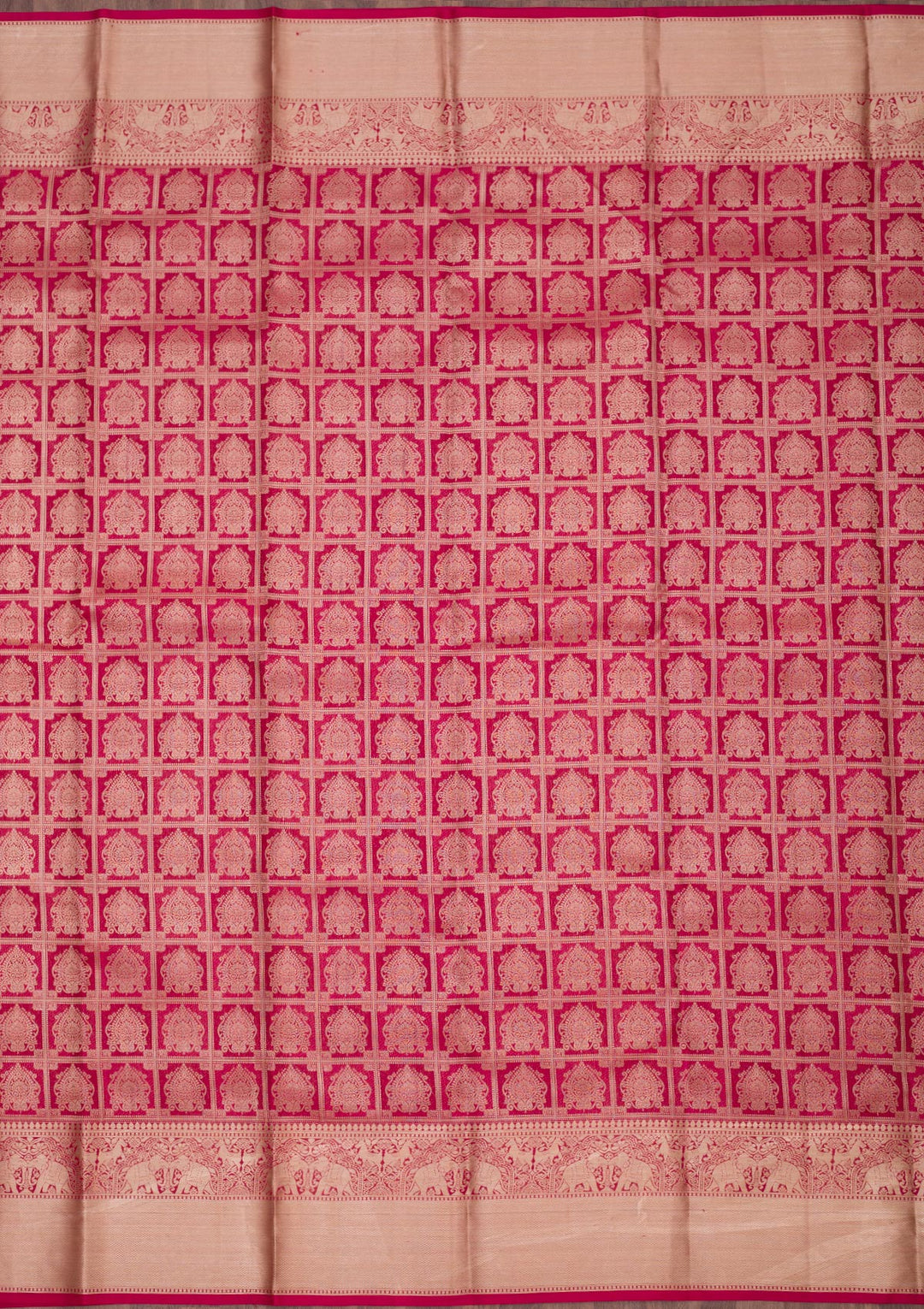Rani Pink Zariwork Pure Silk Saree