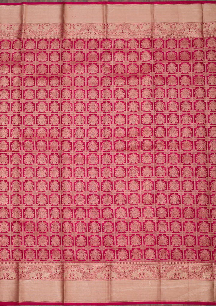 Rani Pink Zariwork Pure Silk Saree