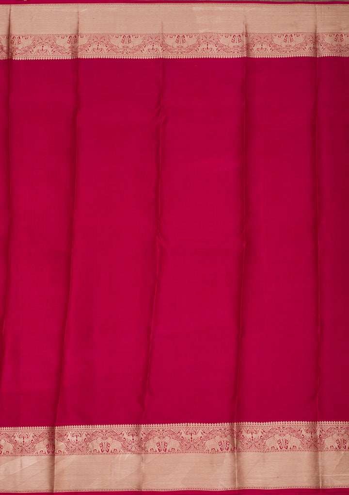 Rani Pink Zariwork Pure Silk Saree