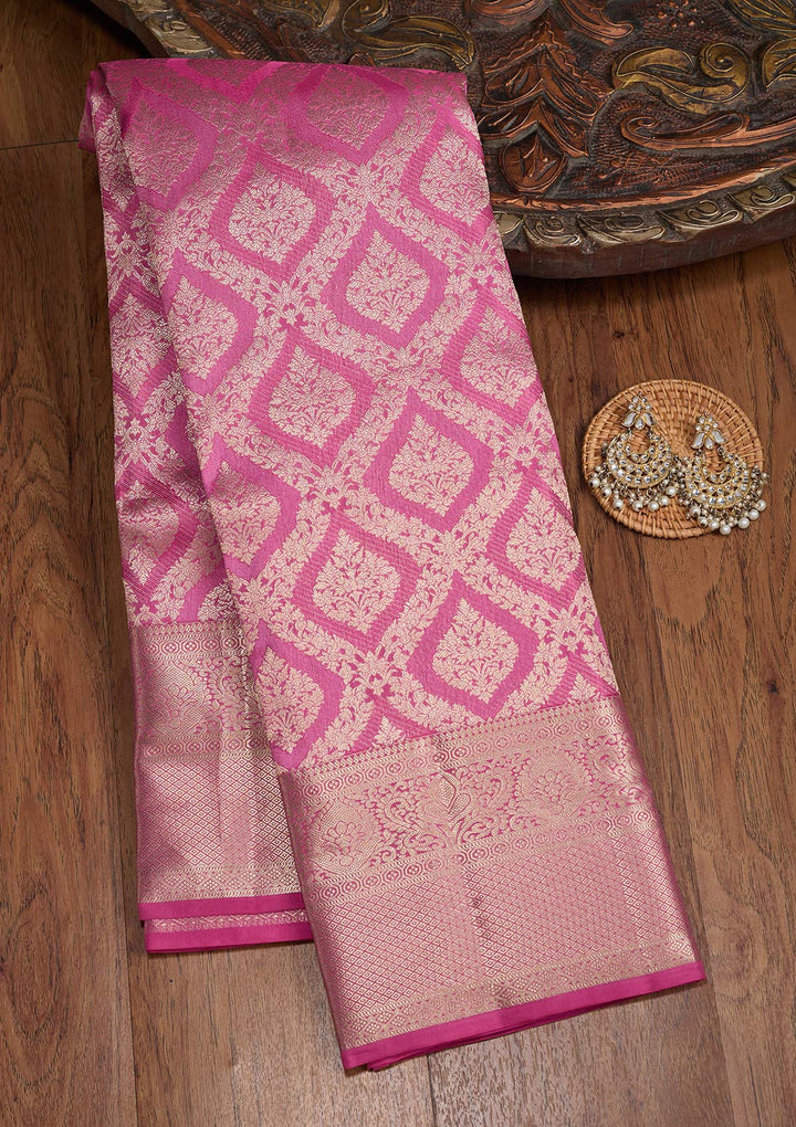 Pink Zariwork (Gold) Pure Silk Silk_Saree