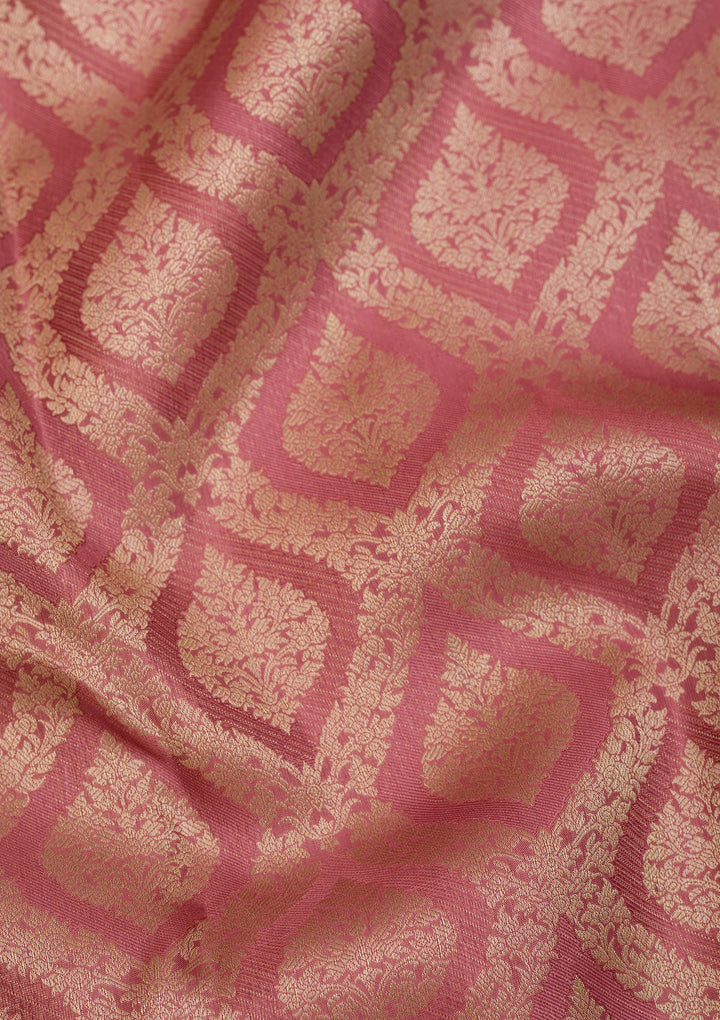 Rust Zariwork Pure Silk Saree