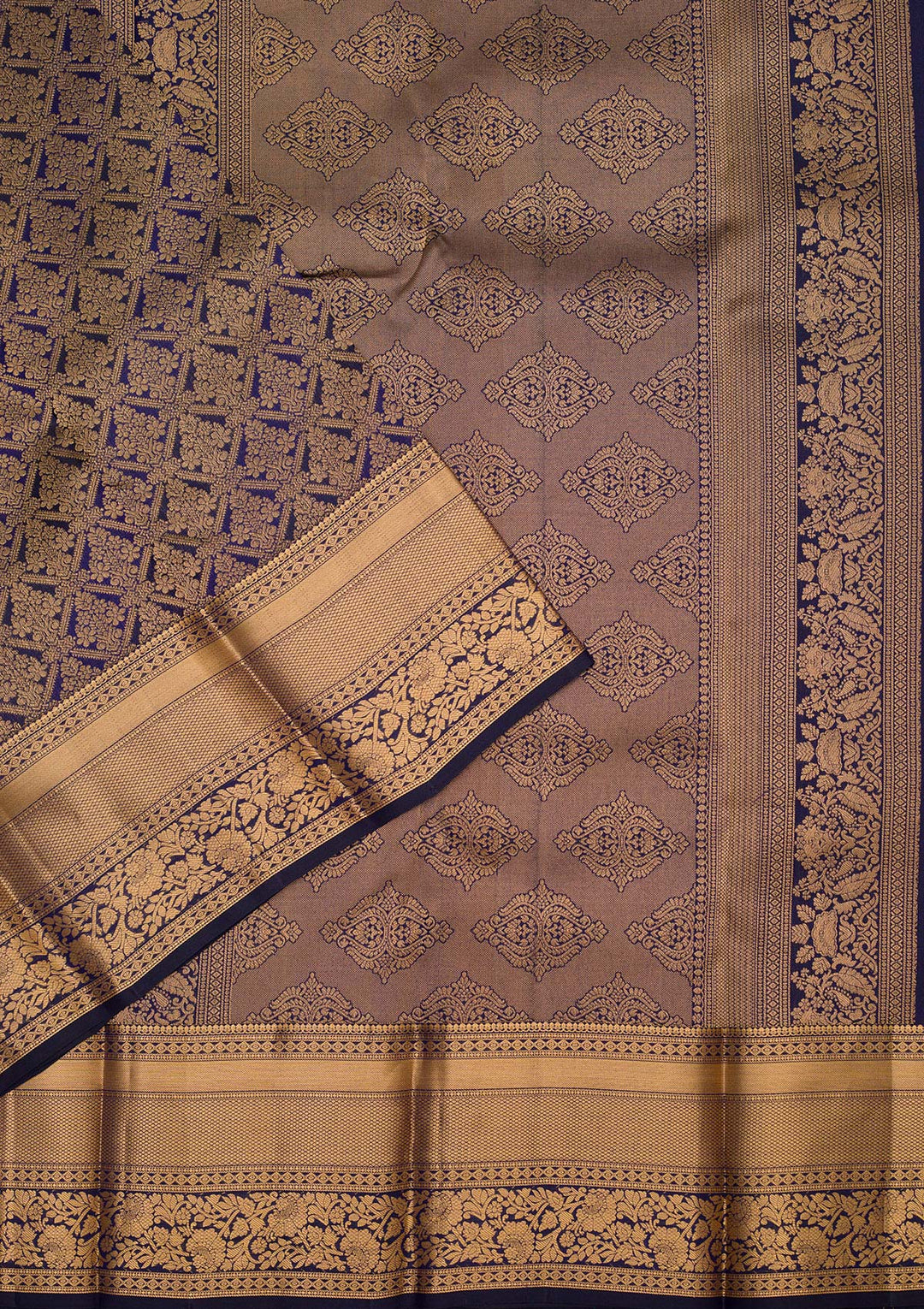 Navy Blue Zariwork Pure Silk Saree