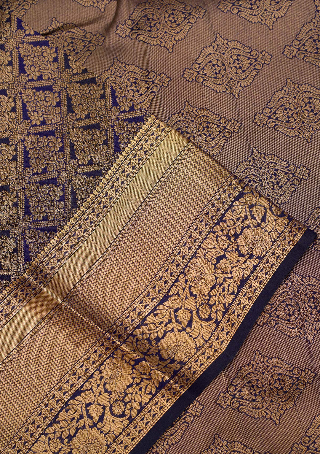 Navy Blue Zariwork Pure Silk Saree