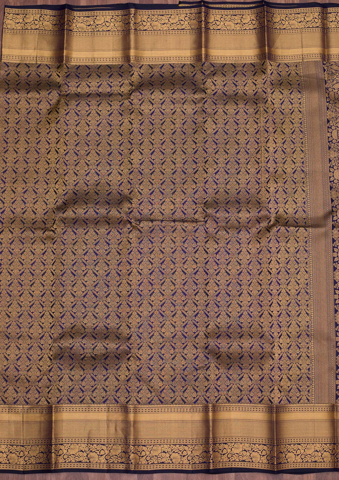 Navy Blue Zariwork Pure Silk Saree