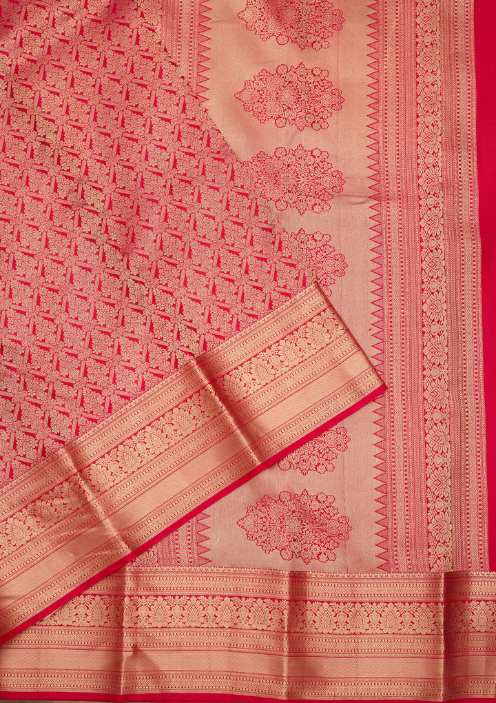 Rani Pink Zariwork (Gold) Silk Silk Saree