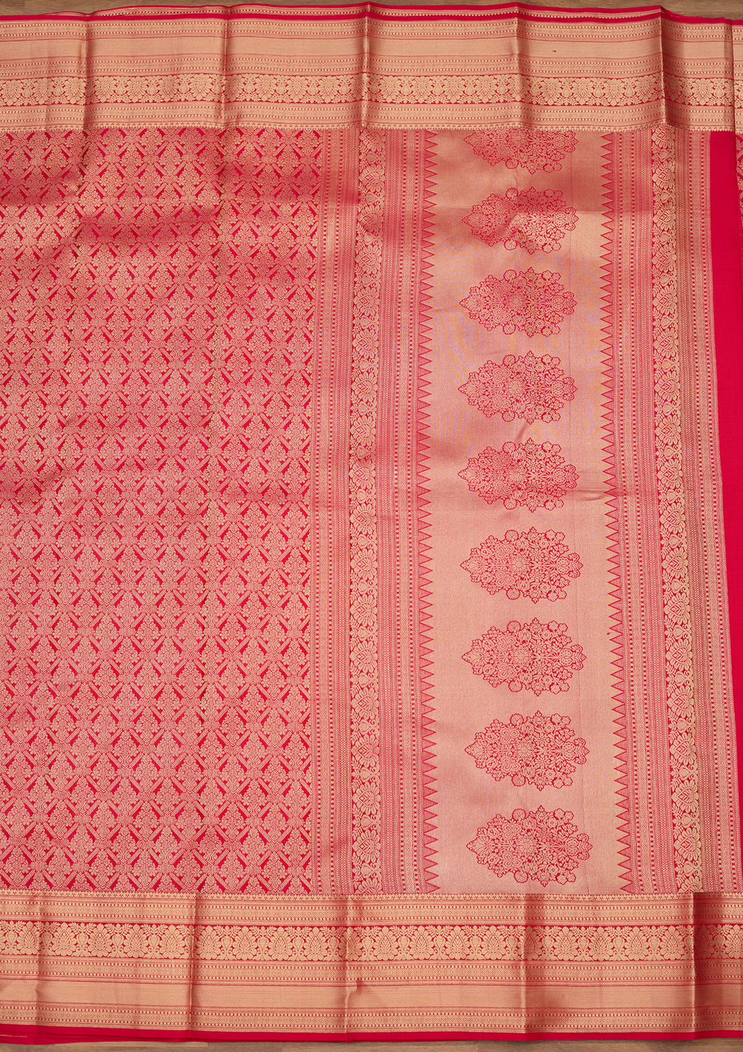 Rani Pink Zariwork (Gold) Silk Silk Saree