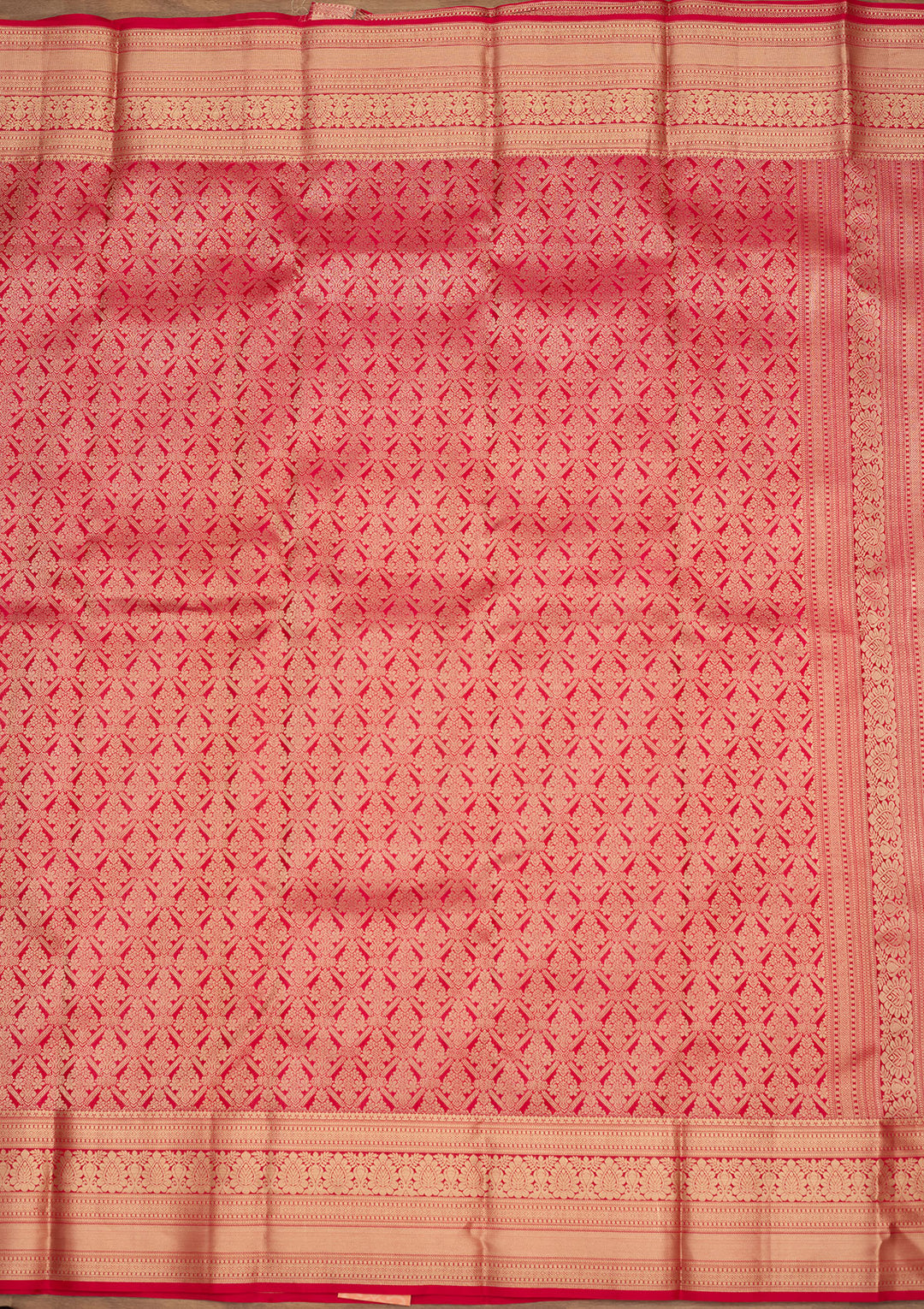 Rani Pink Zariwork (Gold) Silk Silk Saree