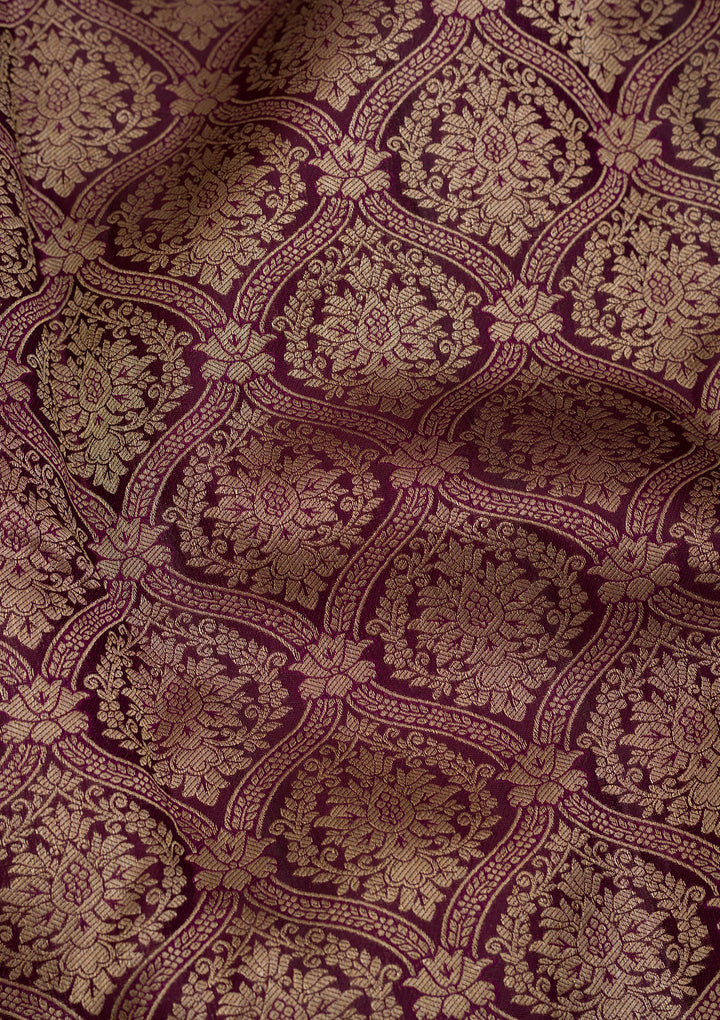 Wine Zariwork Pure Silk Saree