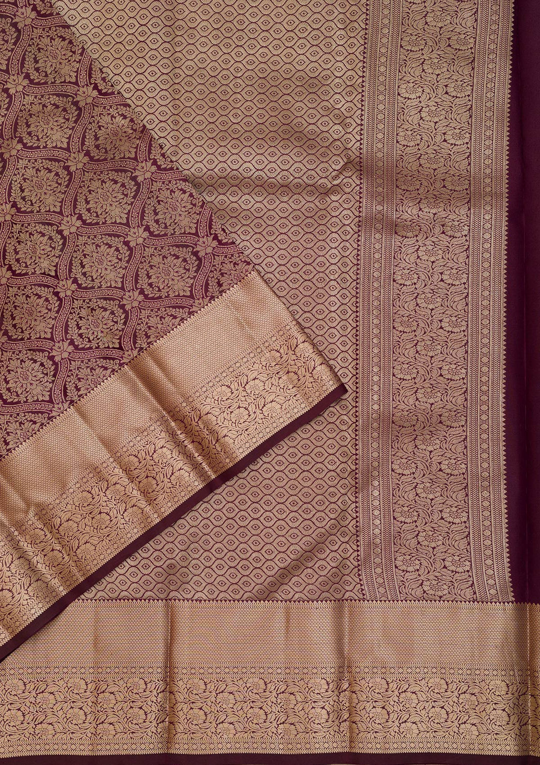 Wine Zariwork Pure Silk Saree