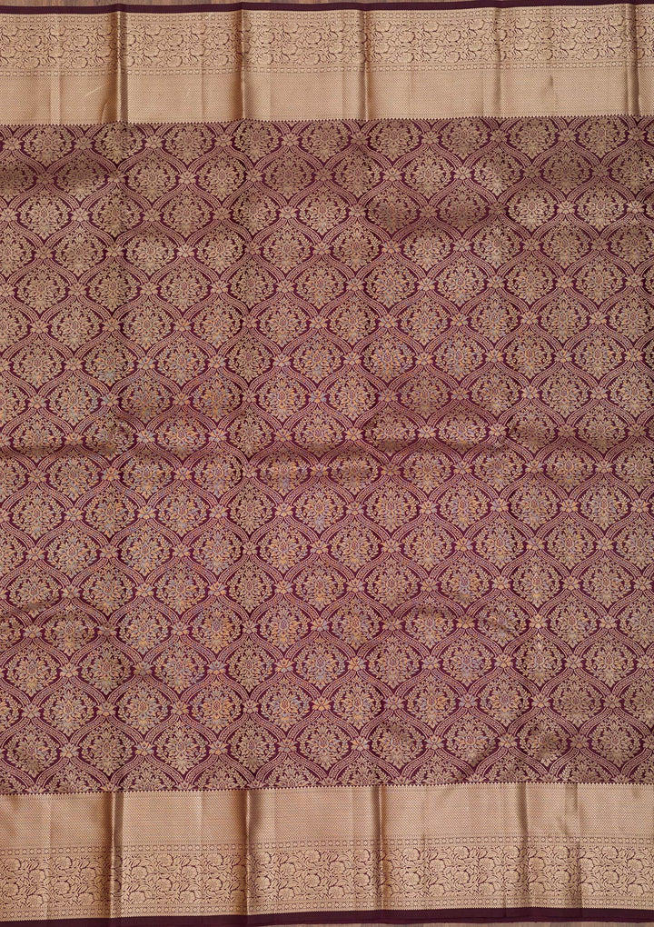 Wine Zariwork Pure Silk Saree