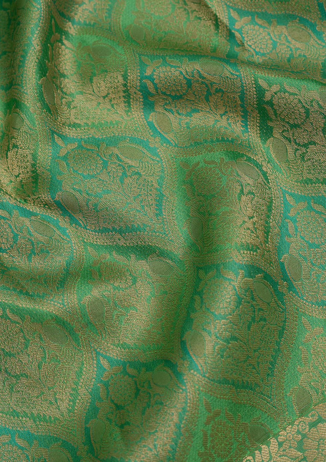 Parrot Green Zariwork Pure Silk Saree