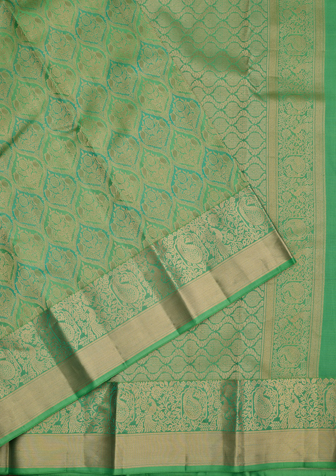 Parrot Green Zariwork Pure Silk Saree