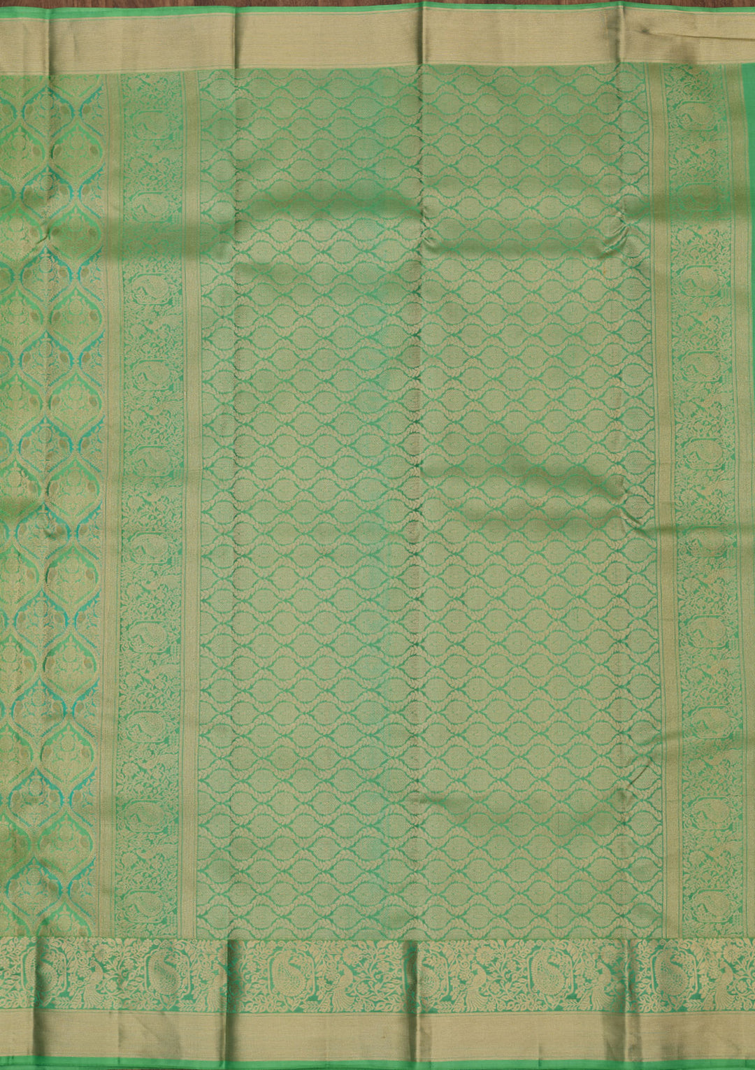 Parrot Green Zariwork Pure Silk Saree