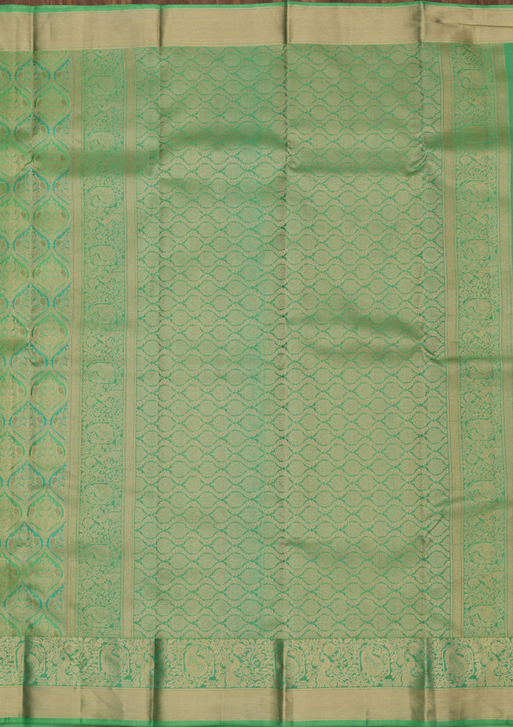 Parrot Green Zariwork Pure Silk Saree