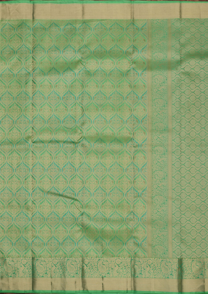 Parrot Green Zariwork Pure Silk Saree