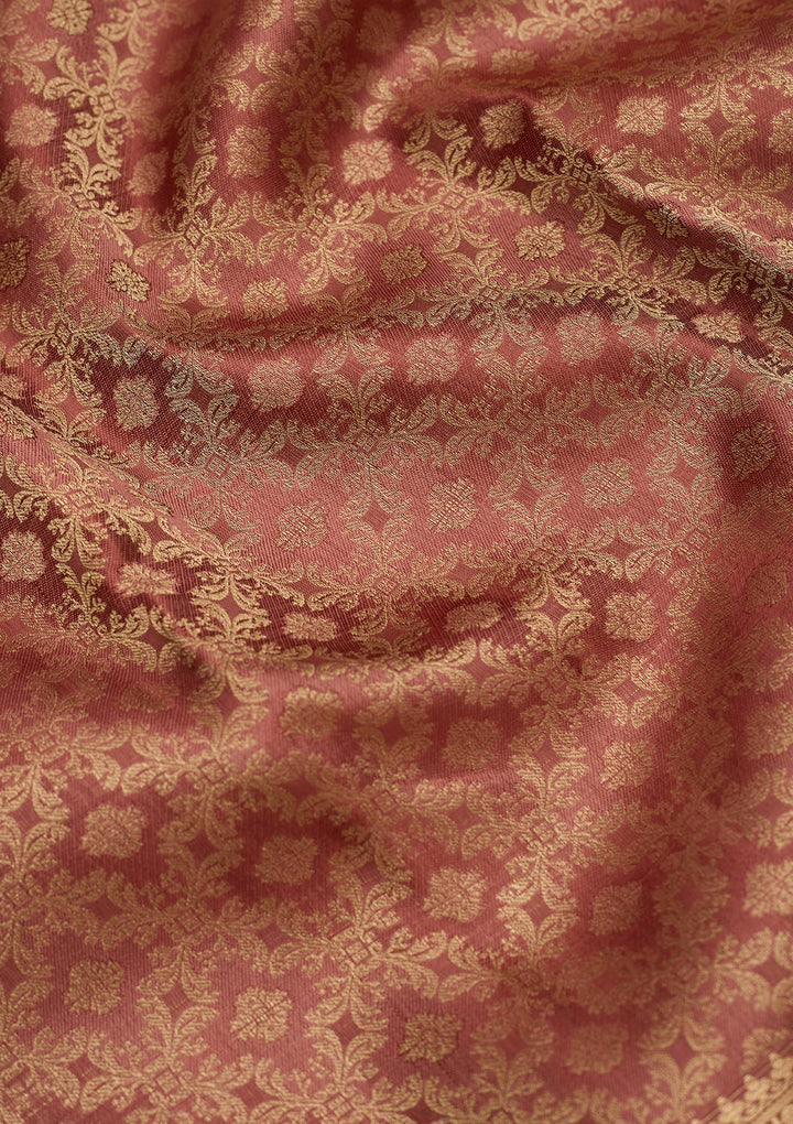 Brown Zariwork (Gold) Silk Silk Saree