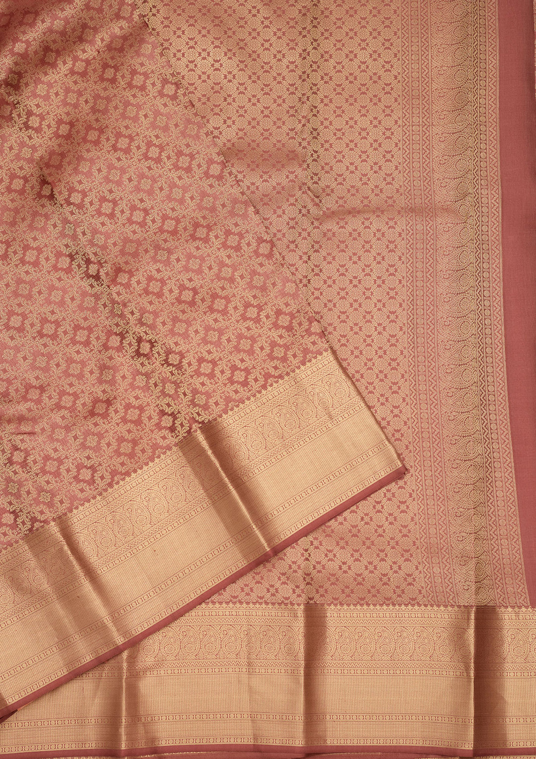 Brown Zariwork (Gold) Silk Silk Saree