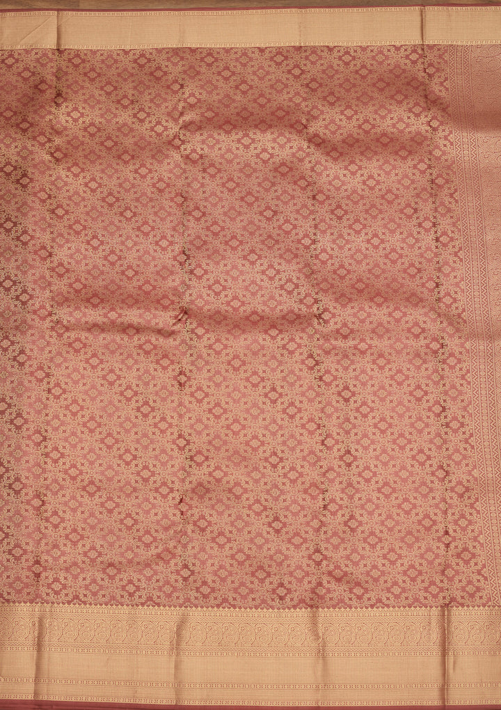 Brown Zariwork (Gold) Silk Silk Saree