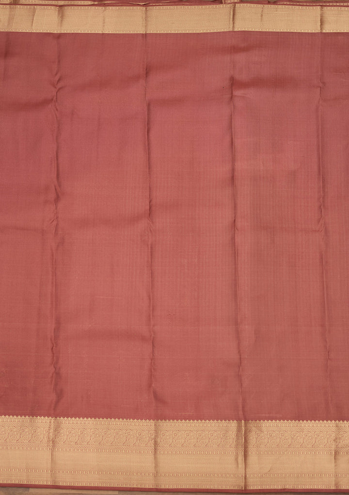 Brown Zariwork (Gold) Silk Silk Saree