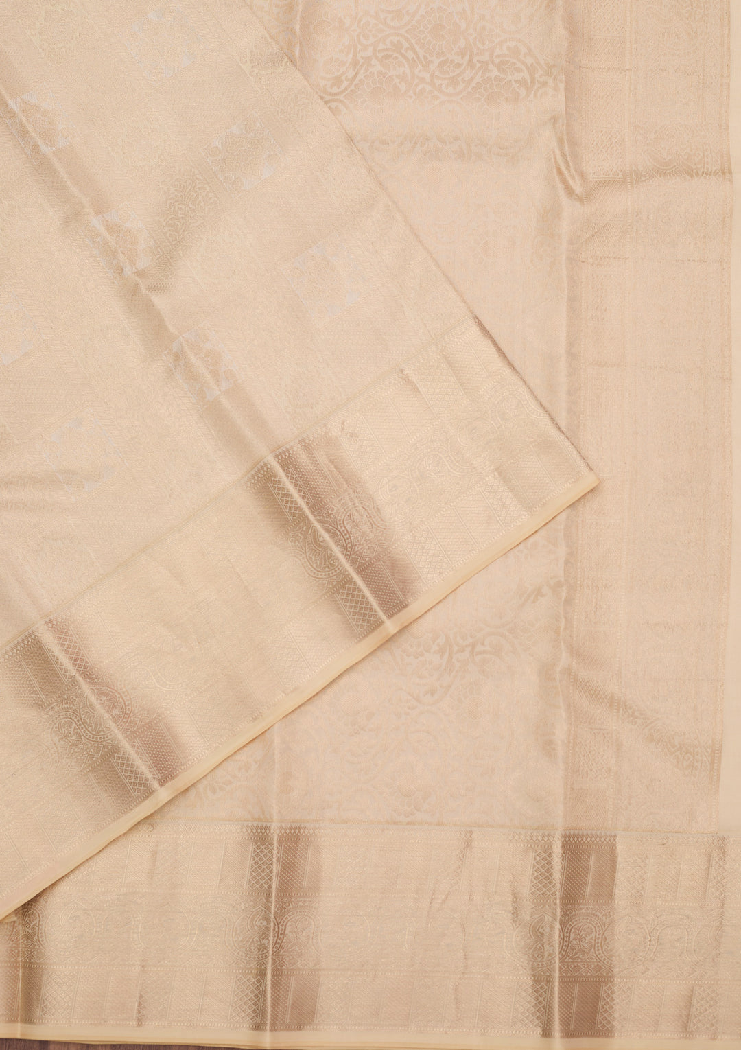 Cream Zariwork (Silver) Silk Silk_Saree