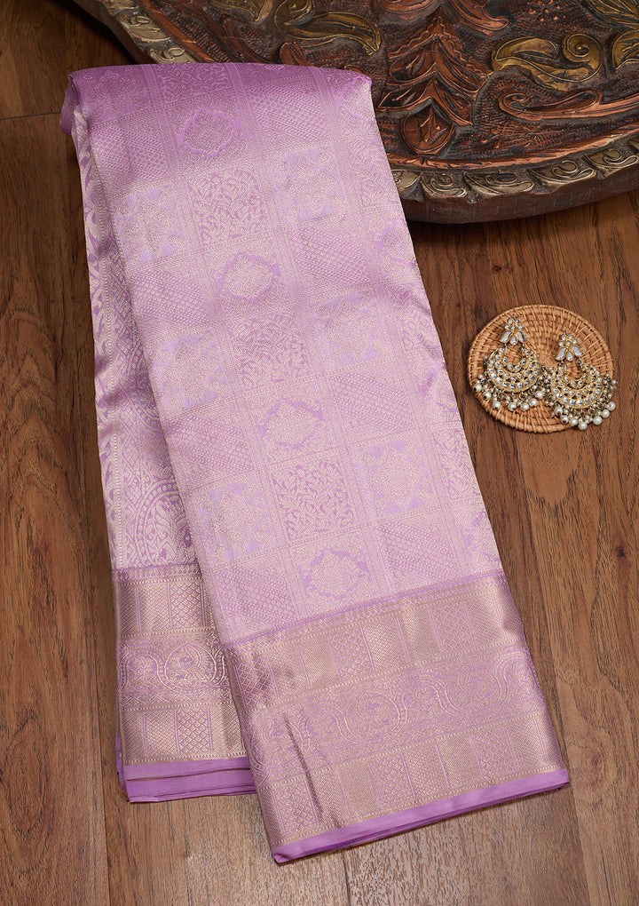 Lavender Zariwork (Silver) Silk Silk_Saree