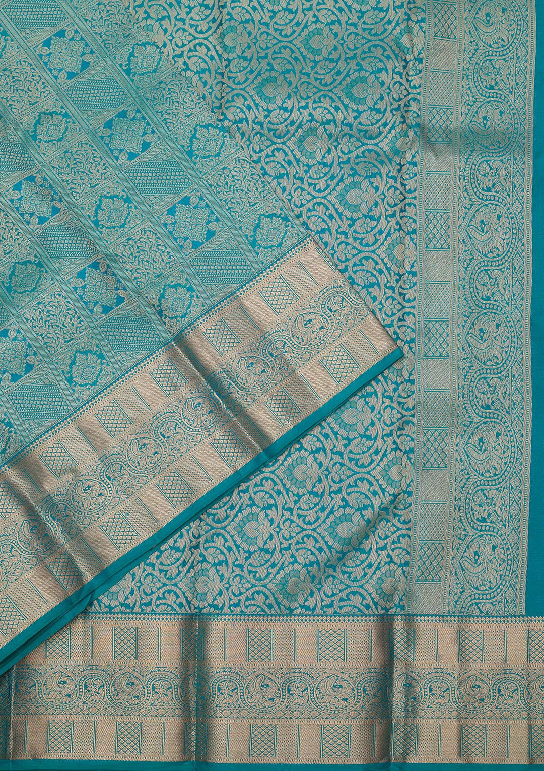 Peacock Blue Zariwork (Gold) Silk Silk_Saree