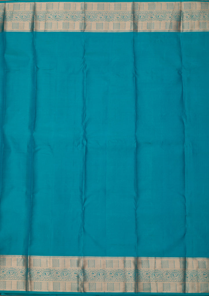 Peacock Blue Zariwork (Gold) Silk Silk_Saree