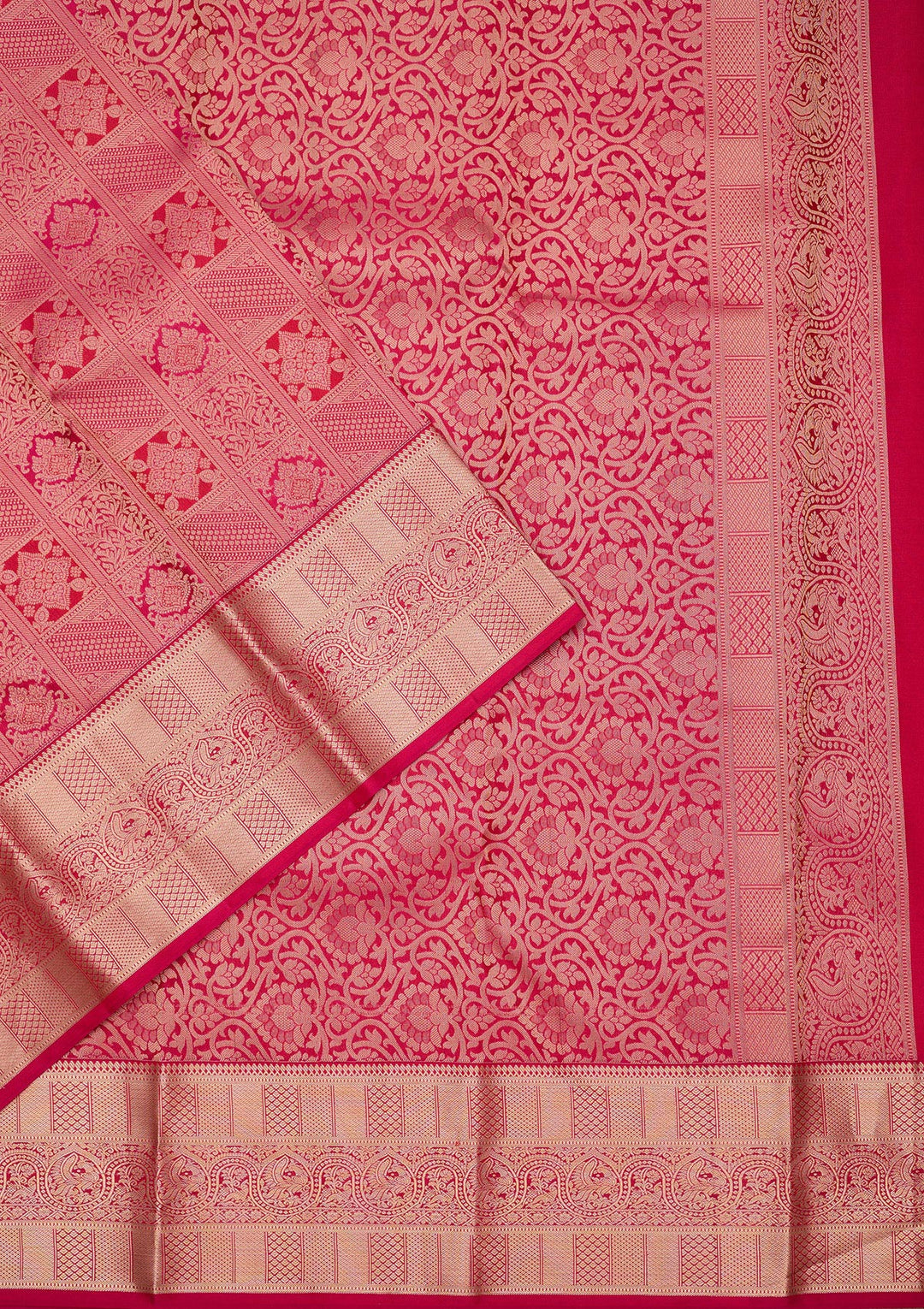Rani Pink Zariwork Pure Silk Saree