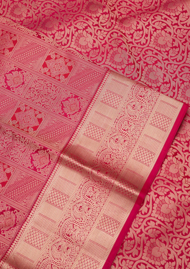 Rani Pink Zariwork Pure Silk Saree