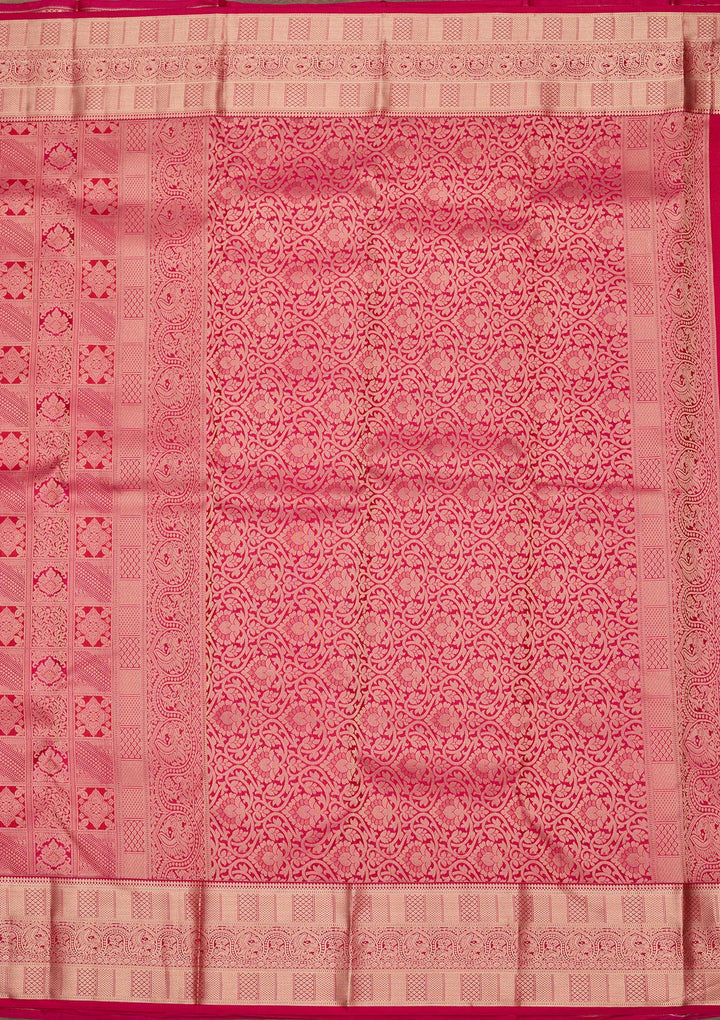 Rani Pink Zariwork Pure Silk Saree