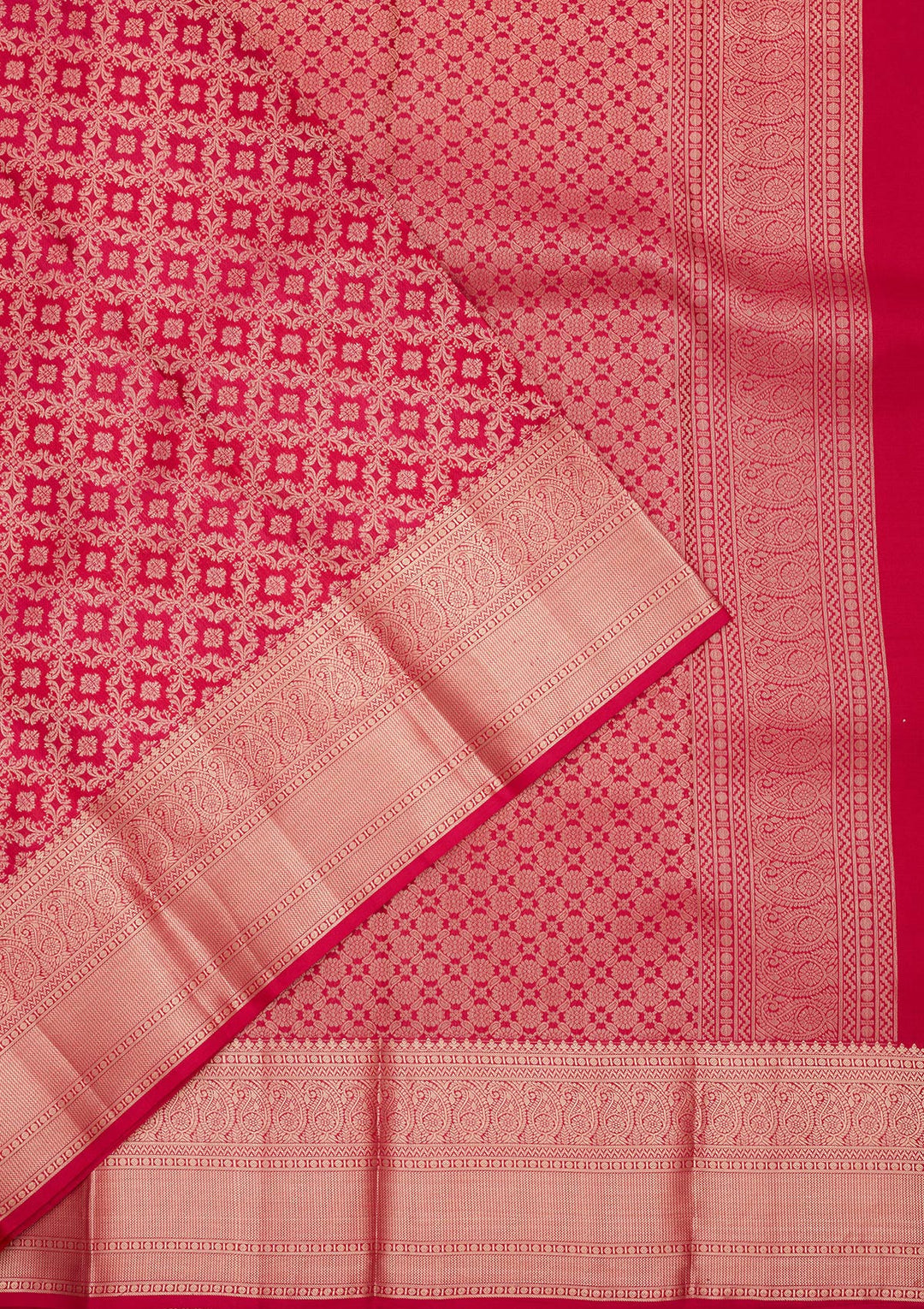 Rani Pink Zariwork Silk Saree