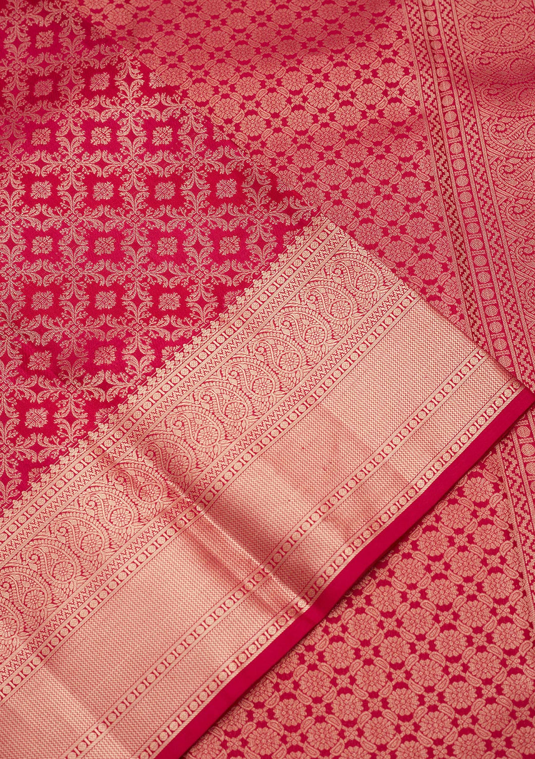 Rani Pink Zariwork Silk Saree