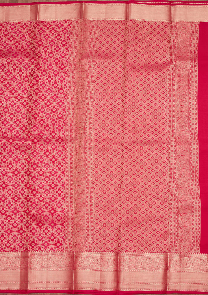 Rani Pink Zariwork Silk Saree